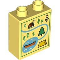 Duplo Brick 1 x 2 x 2 with Map, Ladybug, Trees, River, Lake, Tent, Cano print