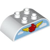 Duplo Brick 2 x 4 Curved Top with Yellow Wings, Red Bunny on Blue Sky print