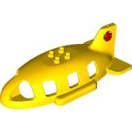 Duplo Airplane Midsize Fuselage Upper with Tail with Red Bunny print