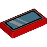 Tile 1 x 2 with Bright Light Blue Windows/Mirror, Silver/Black Border print