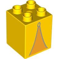 Duplo Brick 2 x 2 x 2 with Orange Tent Opening print