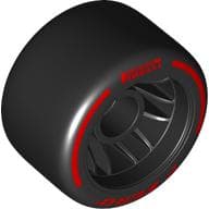 Wheel Rim 24 x 14.9 Wide with Black Slick Tyre with Red 'PIRELLI' print