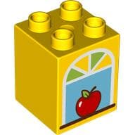 Duplo Brick 2 x 2 x 2 with Arched Window, Apple print