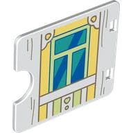 Duplo Door / Window with Cutout (Semi Oval) with Bright Light Yellow Door on Bright Light Yellow Wall, Blue/Dark Turquoise Glass print