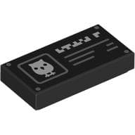 Tile 1 x 2 with Information Sign, White Owl, Pixelated Writing print