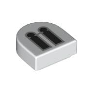 Tile Round 1 x 1 Half Circle with Black/Light Bluish Grey Windows print