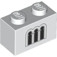 Brick 1 x 2 with Light Bluish Grey/Black Windows print