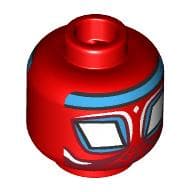 Minifig Head Pavitr Prabhakar, Dark Red Spider Webbing White Eyes, Blue Lining, Head Band