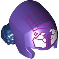 Helmet with Hair Double Buns Dark Blue, White Spider-Fangs, Dark Pink Webbings print