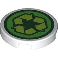 Tile Round 2 x 2 with Lime Recycling Sign on Bright Light Green Field print