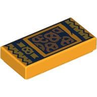 Tile 1 x 2 with Dark Blue Pretzel Pack print