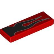 Tile 1 x 3 with Black/Silver Flames print