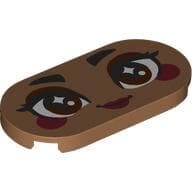 Tile Round 2 x 4 with Face, Reddish Brown Eyes, Dark Red Eyeshadow, Cheeks, Lips print