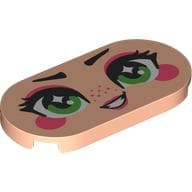 Tile Round 2 x 4 with Face, Bright Green Eyes, Coral Eyeshadow, Cheeks, Lips, Freckles print