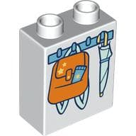 Duplo Brick 1 x 2 x 2 with Bottom Tube, Hooks with Bag and Unbrella Print