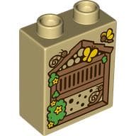 Duplo Brick 1 x 2 x 2 with Bottom Tube, Beehive Print