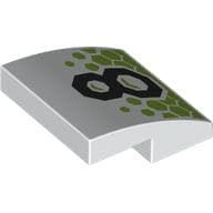 Slope Curved 2 x 2 x 2/3 with Black '8', Lime Octagons print