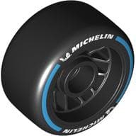 Wheel Rim 24 x 13.4 with Black Slick Tyre with White 'MICHELIN', Dark Azure Stripe print