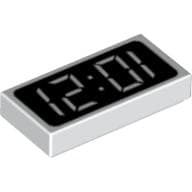 Tile 1 x 2 with Digital Clock Print - '12:01' or '10:21'