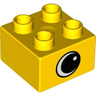 Duplo Brick 2 x 2 with Eye with White Spot Print, on Two Sides - Type 1