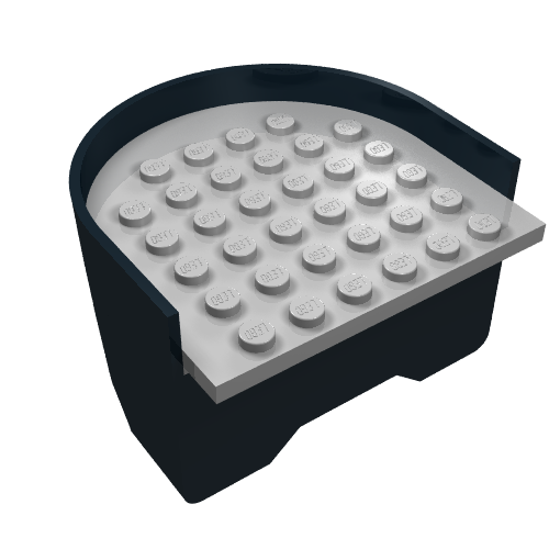 Boat Hull Section, Stern 6 x 6 x 3 1/3 with Light Gray Deck