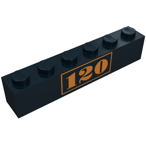 Brick 1 x 6 with Gold '120' Print