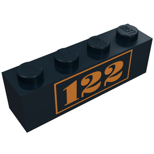 Brick 1 x 4 with Gold '122' Print