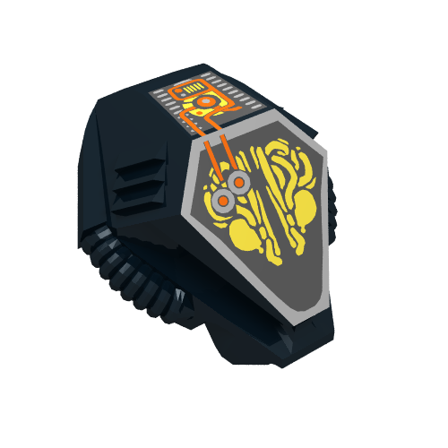 Helmet with Hexagonal Top and Gold Alien Print