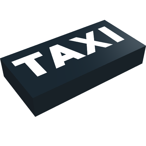 Tile 1 x 2 with White 'TAXI' Print