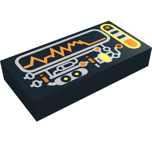 Tile 1 x 2 with Yellow and Orange Display Print