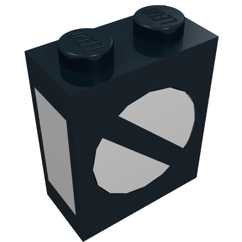 Brick 1 x 2 x 2 with Inside Axle Holder with Train Point Print