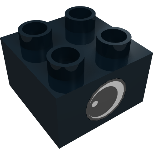 Duplo Brick 2 x 2 with Eye with White Spot Print, on Two Sides - Type 1