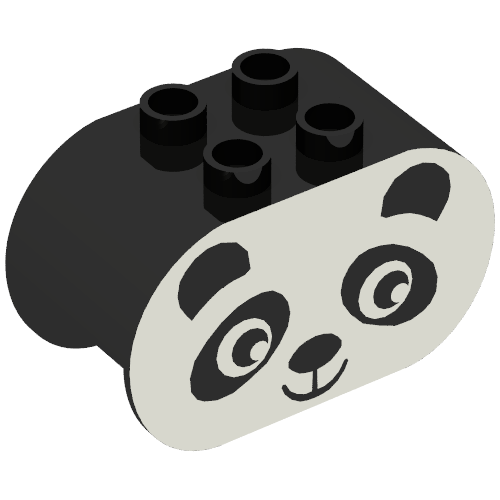 Duplo Brick 2 x 4 x 2 Rounded Ends with Panda Face Print
