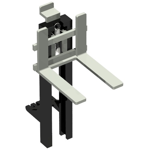 Forklift Mast and Carriage, Wide 1 x 2 Hinge Plate and Light Gray Wide Forks [Complete Assembly]