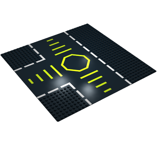 Baseplate 32 x 32 with 9-Stud T Intersection with Green Octagon Print