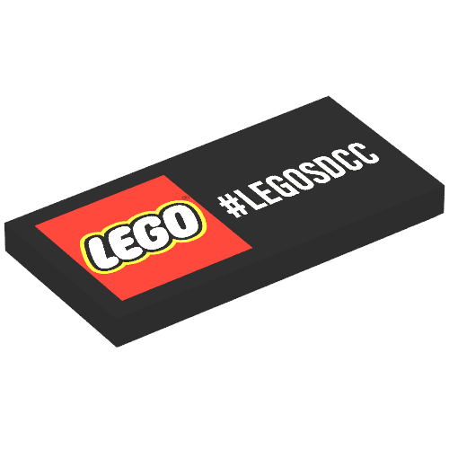 Tile 2 x 4 with Lego Logo and #LEGOSDCC Print