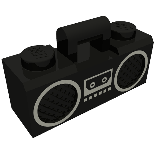 Equipment Radio / Boom Box with Handle and Silver Trim Print