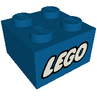 Brick 2 x 2 without Inside Ridges with LEGO Logo with Closed O White Print