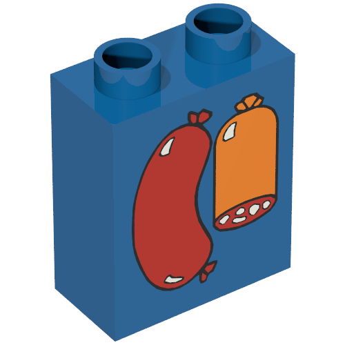 Duplo Brick 1 x 2 x 2 with Sausages Print