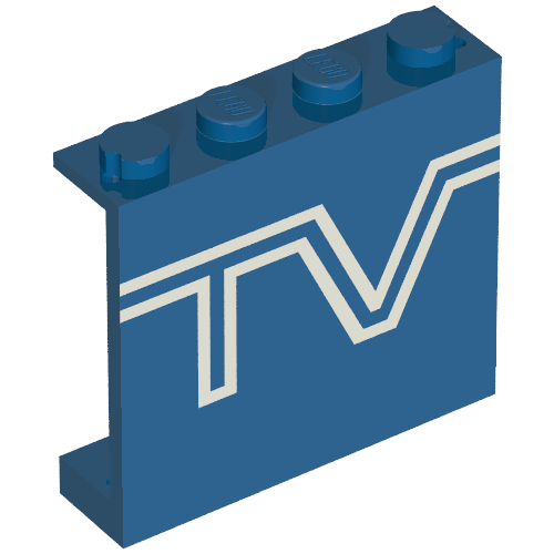 Panel 1 x 4 x 3 - Solid Studs with TV Logo Print [6661]