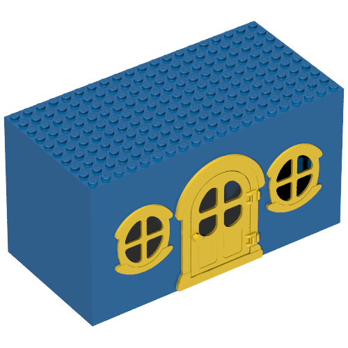 Fabuland, Building, House Block with Yellow Door and Yellow Windows