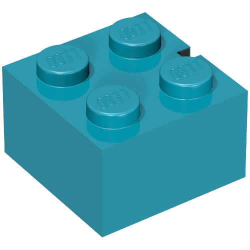 Brick 2 x 2 without Bottom Tubes, Slotted (with 1 slot)