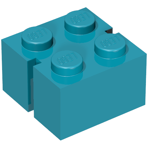 Brick 2 x 2 without Bottom Tubes, Slotted (with 2 slots, opposite)