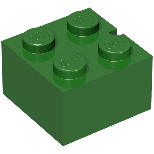 Brick 2 x 2 without Bottom Tubes, Slotted (with 1 slot)