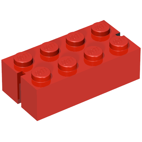 Brick 2 x 4 without Bottom Tubes, Slotted (with 2 slots)