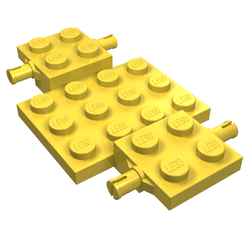 Vehicle Base 4 x 7 x 2/3 with 3 x 4 Recessed, Wheel Pins