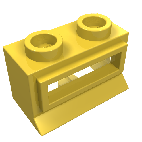 Window 1 x 2 x 1, Extended Lip, Hollow Stud [with Glass]