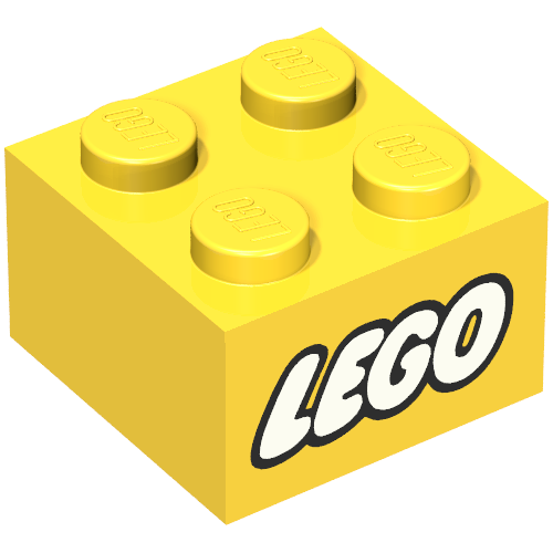 Brick 2 x 2 without Inside Ridges with LEGO Logo with Closed O White Print