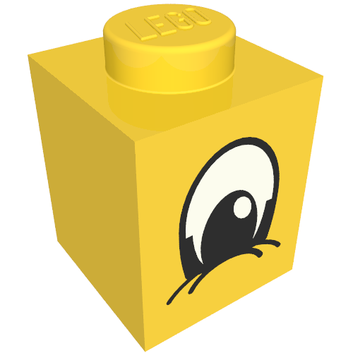 Brick 1 x 1 with Eye Squinting Black and White Print