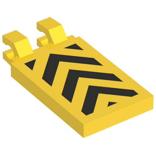 Tile Special 2 x 3 with Horizontal Clips with Yellow and Black Danger Chevron Print